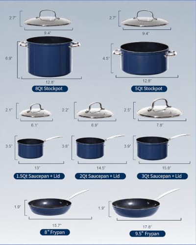 12pc Forged Lightweight Cookware Set (Deep Blue (G10))