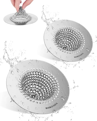 2 Pack Reversible Kitchen Sink Drain Strainer (Bright Silver Silver)