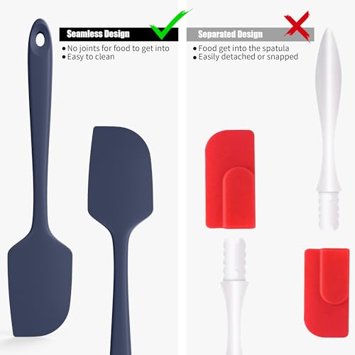 600°F Heat Resistant Silicone Large Spatula (11.4in (Flat Spatula) / Navy Blue)