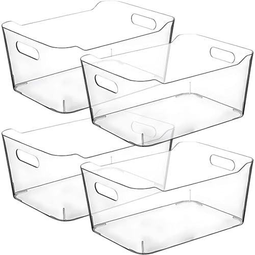 Clear Plastic Storage Bins for Kitchen Organization or Pantry Organizers and Storage (Large)