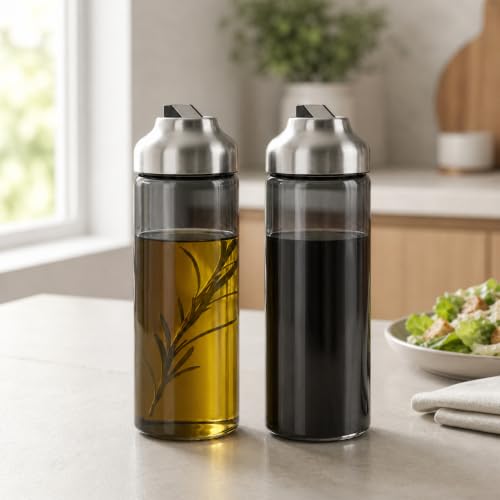 Olive Oil Dispenser Bottle for Kitchen (Grey / 14OZ Set of 2)