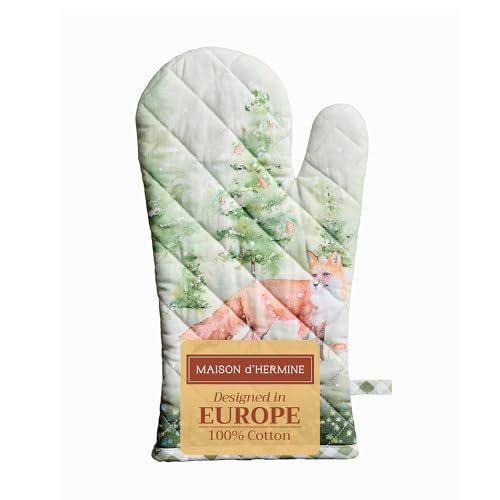 Maison d'Hermine Oven Gloves 100% Cotton Oven Mitt (097 - Winter Mornings / 7.5" x 13" (Oven Mitt))