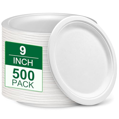 9 inch Disposable Paper Plates 500 Pack (9IN 500 Pcs)