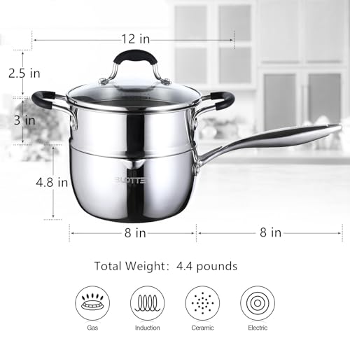 3.5 Quart Stainless Steel Saucepan with Steamer