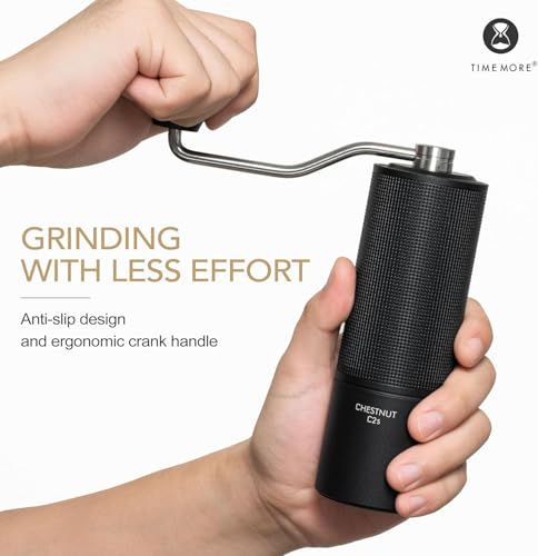Chestnut C2S Manual Coffee Grinder Capacity 25g with CNC Stainless Steel Conical Burr (Black / Chestnut C2S)