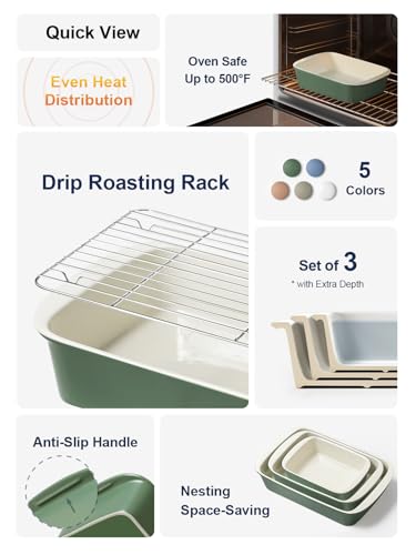 Ceramic Casserole Dishes for Oven with 304 Racks (3 Count)