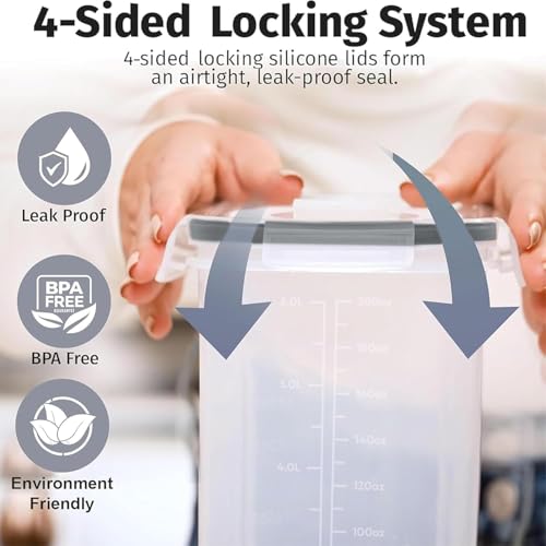 2 Pack (6.3L / 213OZ) EXTRA Large Airtight Food Storage Cereal Containers for Bulk Food Storage BPA-Free Plastic Container, Pantry Organization and Canister for Rice, Pasta, Sugar & Flour (Gray)