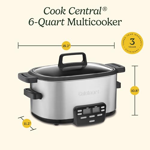3-In-1 Cook Central 6-Quart Multi-Cooker: Slow Cooker, Brown/Saute, Steamer, MSC-600 NAS, Silver (6 Quarts / Cooker)