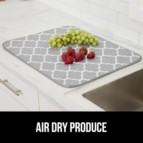Ultra Absorbent Microfiber Dish Drying Mat (18" x 16" / Microfiber / Quatrefoil)
