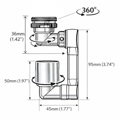 Universal 1080° Swivel Bathroom Faucet Extender Rotating Faucet Attachment Adapter for Kitchen Sink Brushed Nickel