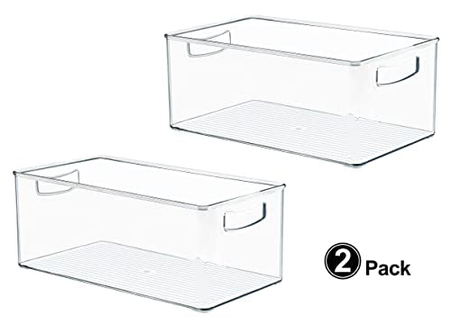 2 Pack Straight Sides Stackable Pantry Organizer Bins for Home Edit (2 Count)
