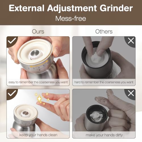 Salt and Pepper Grinder Set Manual Ceramic Mills Ceramic Grinding (Clear)