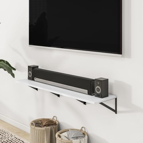 16W x 12D Deep Floating Shelves Set of 3 White (White With Black Metal Bracket / 16wx12dx5.8h)