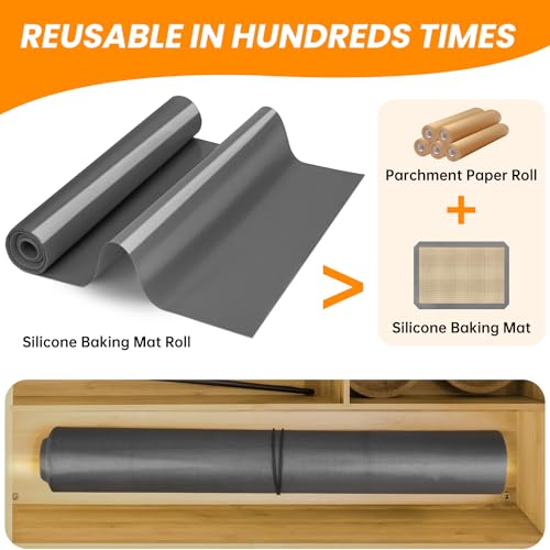 Silicone Baking Mat Roll (Gray / 16"L x 120"W)