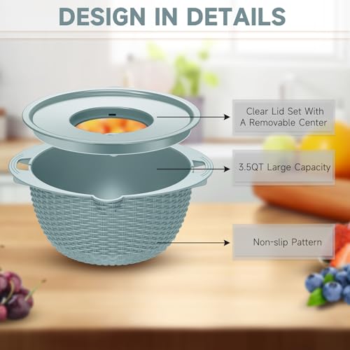 4 1 Strainer with Bowl & Spoons Set (Blue)