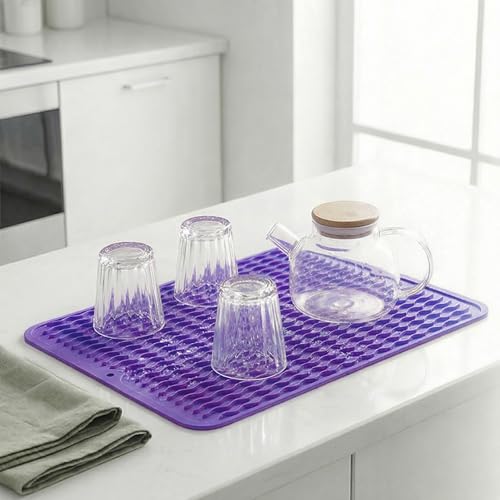 Silicone Dish Drying Mat (Purple / 16"L x 12"W)