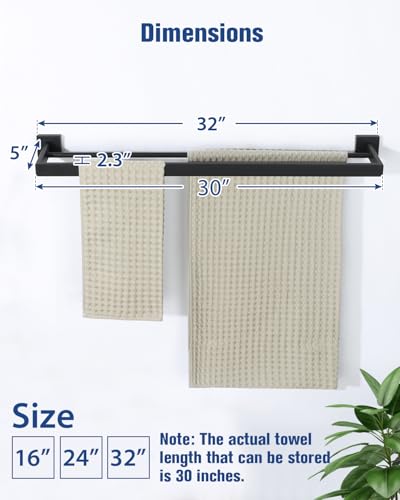 Double Towel Bars Towel Rack for Bathroom Wall Mount 32 Inch (Double 32 Inch / Matte Black)
