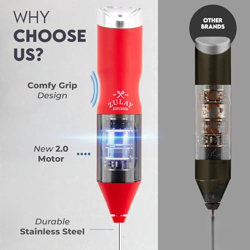 Powerful Frother Wand AA Batteries Included (Cardinal Red / Majestic Frother)
