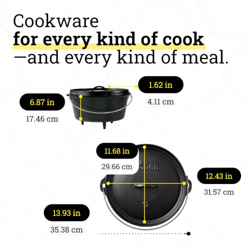 Pre Seasoned Cast Iron Deep Camp Dutch Oven with Lid (8 Quart / Oven)