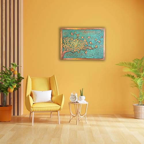 Handmade Copper Wall Art for Home (Tree of Peace / 13.7 x 19.7 in (Rectangular))