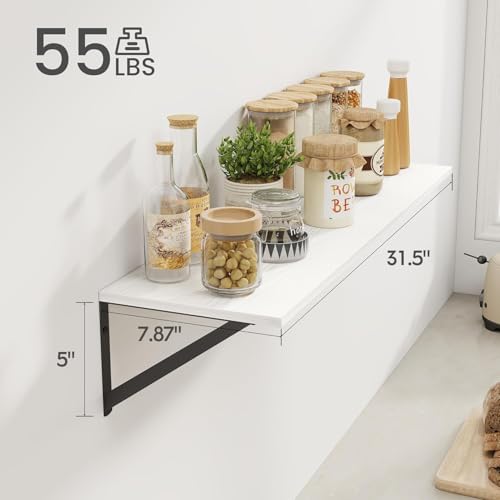 White Deep Floating Shelves for Wall