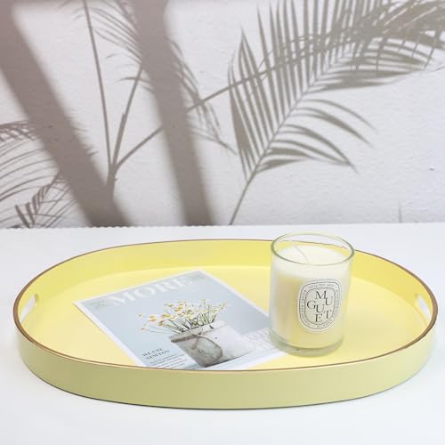 Yellow Plastic Serving Tray for Ottoman (Oval Yellow / 15.5" x 10.6" x 1.4")