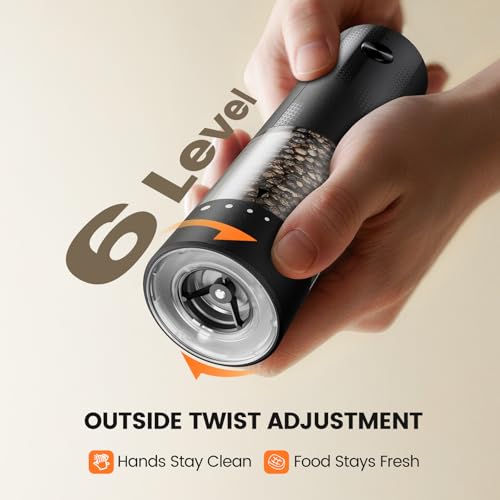 Electric Salt and Pepper Grinder Set (Black/White)