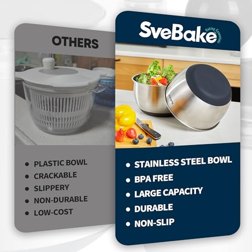 Stainless Steel Salad Spinner (Black Lid)