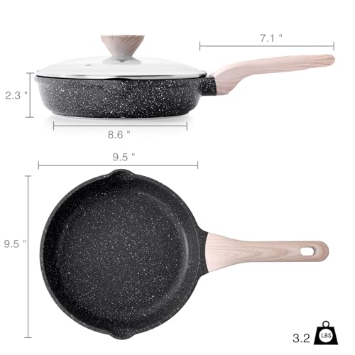 Non Stick Frying Pan Skillet with Lid (Classic Granite / 9.5 Inch)