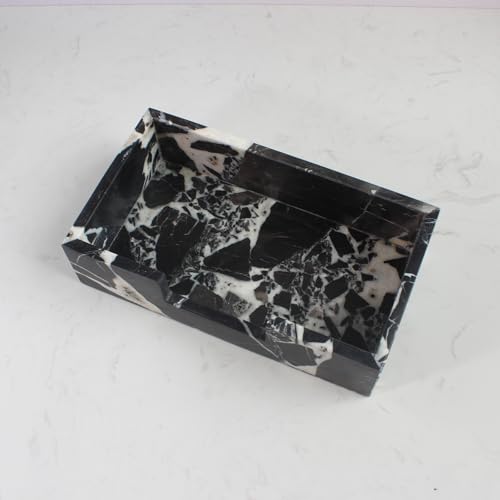 Natural Calacatta Black Marble Napkin Holder 9.8"x4.9"x2.8" (9.8" × 4.9" × 2.8" - Guest Towel Black)