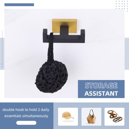 Double Towel Hook Black and Gold (2 Pack / Black & Gold)