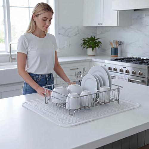 Silicone Dish Drying Mat for Multiple Usage (Translucent / 24"L x 18"W)