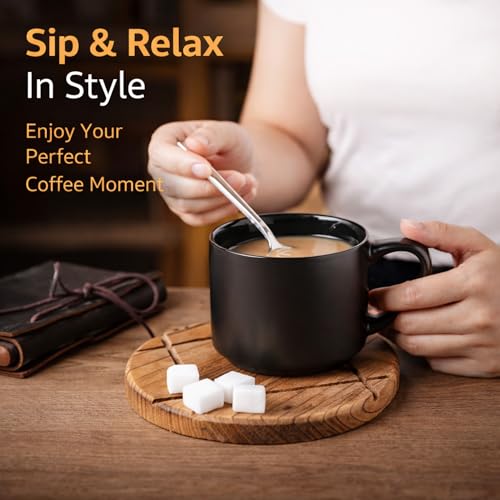 14 OZ Coffee Mugs Set of 12 (Matte Black / Set of 12(14 Ounces))