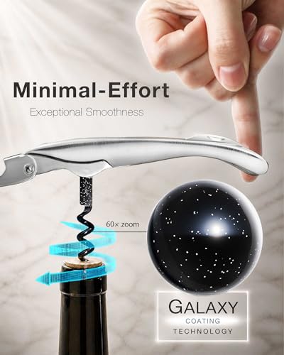 Zero Resistance THE HELIX Elite Corkscrew Silent Wine Bottle Opener Waiters Corkscrew Wine Key (6 Coil_Silver)
