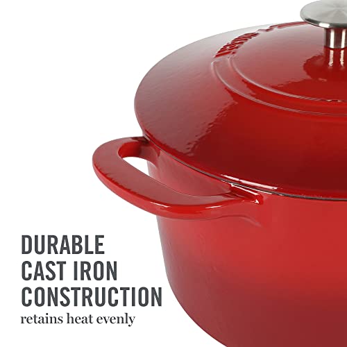 Gatwick 7 Quart Enamel Cast Iron Dutch Oven (Red Ombre / 7-Quart)