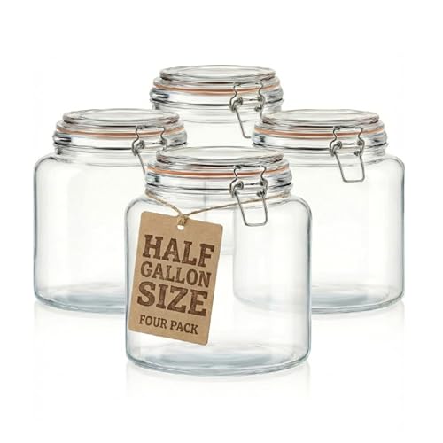 Half Gallon Glass Large Mason Jars with Airtight Lid (1/2 Gallon)