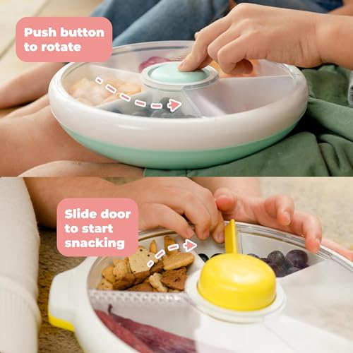 Kids Large Snack Spinner Slide Bundle with Hand Strap and Sticker Sheet (Mint Green / Large - Slide)