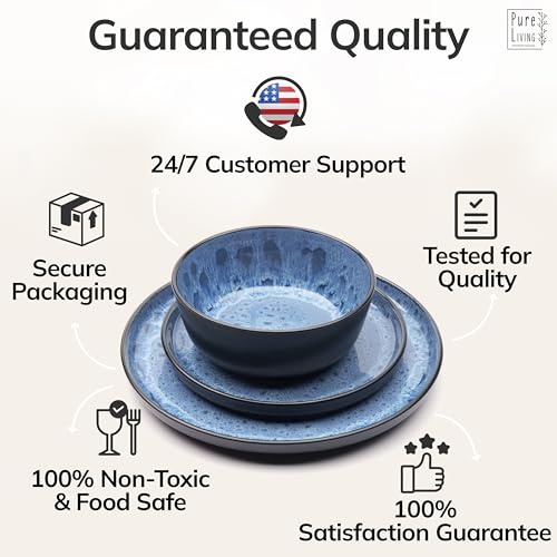 12 Piece Stoneware Dinnerware Set for 4 (Dark / Deep Blue / Set for 4 (12pcs))
