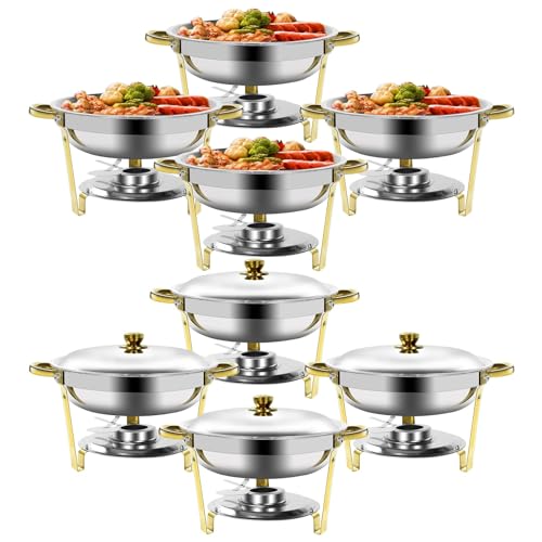 Gold & Silver Chafing Dishes for Buffet with Lid 5QT (8 PACK)