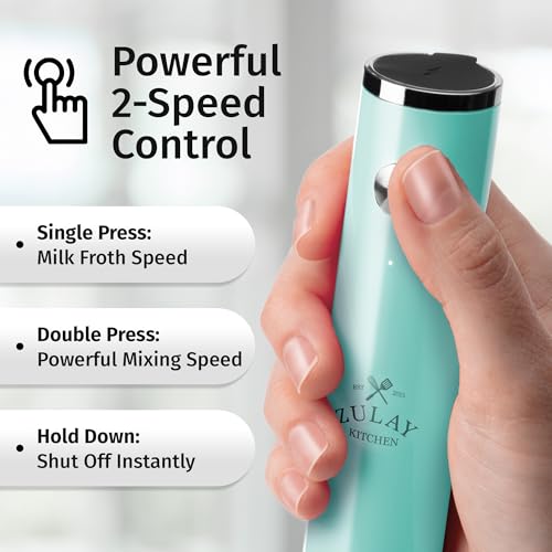 Rechargeable Milk Frother Handheld (Lux Blue Teal / Rechargeable Z1 Motor Max)