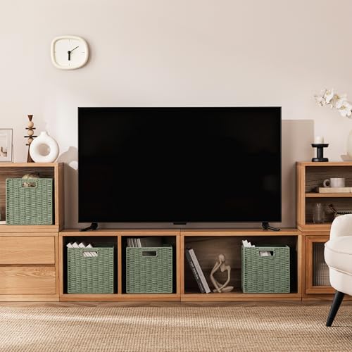 3 Pack Wicker Basket (Cube-3pack 11"×11"×10.5" / Green)