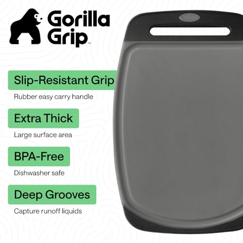 BPA Free Reversible Kitchen Cutting Board (Gray/Black / Large (Pack of 3))
