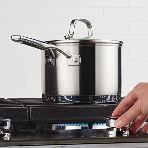 3 Ply Base Brushed Stainless Steel Sauce Pan (Brushed Stainless Steel / 3 Quarts)