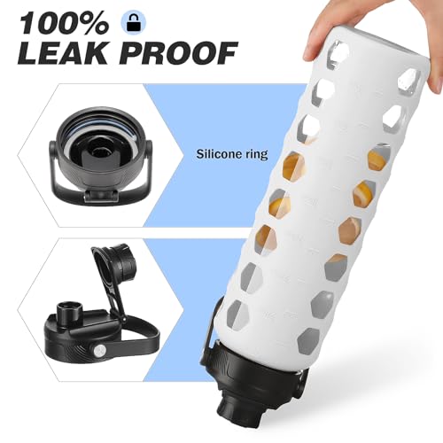 Glass Water Bottle (White / 32 Ounces)