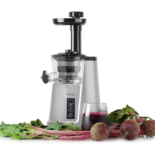 Juicer Cold Press 365 Vertical 65 RPM Slow Masticating Compact Extractor for Fruits and Vegetables with 3 Stage Auger & BPA (Silver Vertical)