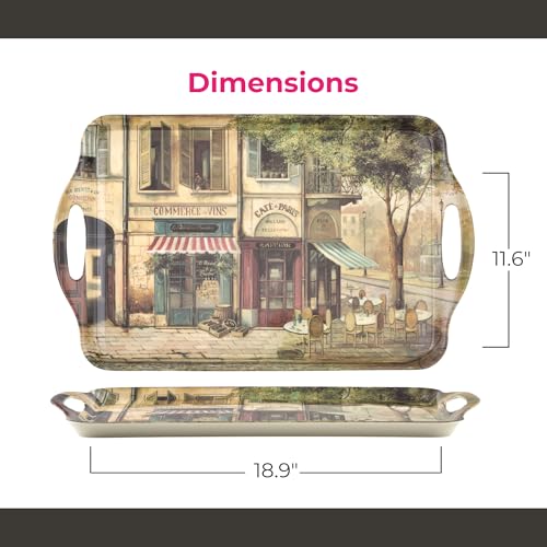 Parisian Scenes Melamine Rectangular Serving Tray (18.9" x 11.6" / Parisian Scenes)