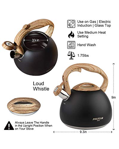 POLIVIAR Tea Kettle (2.6 Quarts / Black Ti)