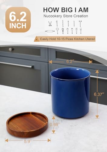 Ceramic Rotating Kitchen Utensil Holder for Countertop (Royal blue)