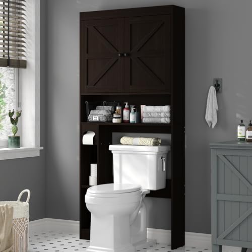 32.3''W Over The Toilet Storage Cabinet with Barn Doors (Espresso / Barn Doors Over Toilet Cabinet)