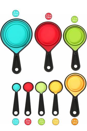 8 Piece Collapsible Silicone Measuring Cups and Spoons Set (8 Count)